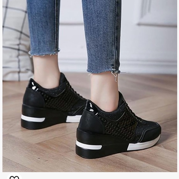 Black Wedge Heel Trainers